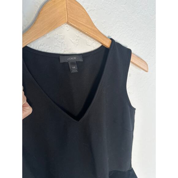 J.Crew Velvet Black Babydoll Tank Top Preppy Dark Goth Stretchy Holiday Cocktail - Picture 4 of 5